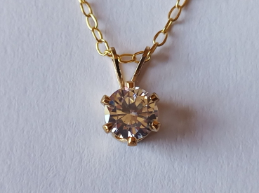 gold plated silver chain with 6 mm white zirconia pendant-anchor chain 45 cm